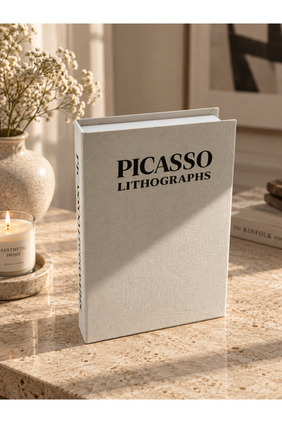 ITM Picasso Lithographs Dekoratif Kumaş Kitap Kutu | Gizli Saklama Alanlı Şık...