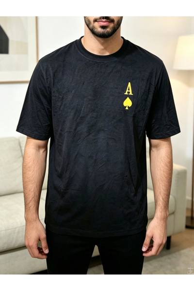 Take Two By Styli Men Black Embroidered Short Sleeves T-Shirt