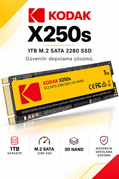 Kodak X250s 1TB M.2 SATA 2280 SSD 520 MB/s Okuma 500 MB/s Yazma Hızlı SSD