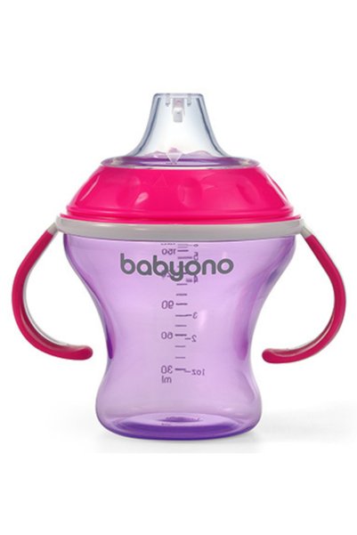 Babyono Ποτήρι εκπαίδευσης με χερούλια 180ml Ροζ 1456/02