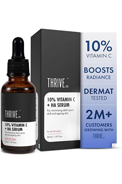 ThriveCo سيروم فيتامين سي 10٪ + حمض الهيالورونيك، 30 مل