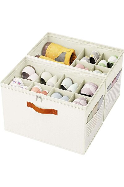 Arabest 2-Pack Foldable Shoe Organizer for Closet,Adjustable Dividers and Cle...