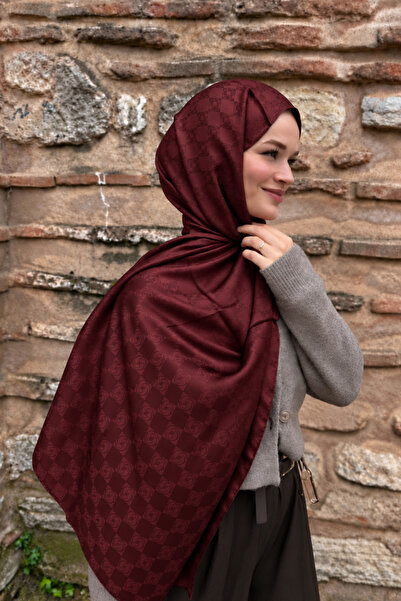 CUOCA LOUNGE Monogram Siyah Bordo Şal
