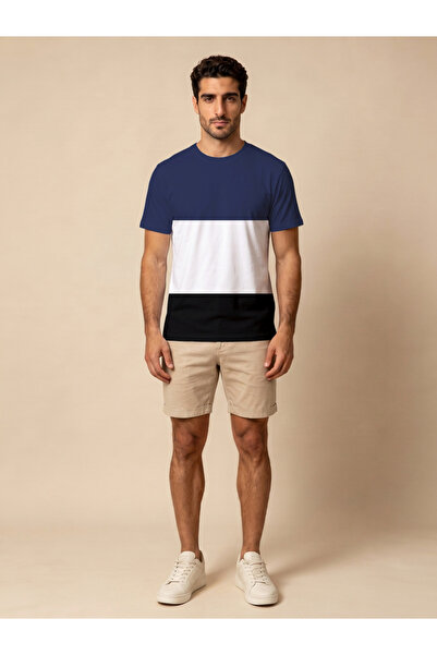 Take Two By Styli Men Color Block Round-Neck Short-Sleeve T-Shirt