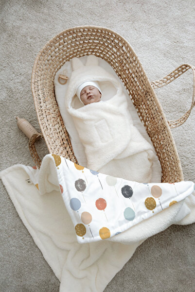 Tuğba Kuğu Plush Swaddle and Double Face Blanket - Dreamy Balloons