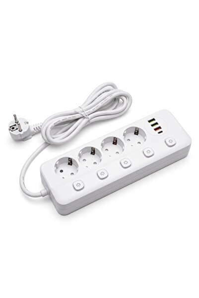 ALWAYS TEKNOLOJİ 2500W Akım Korumalı Grup Priz 3 USB'li ve 1 TYPE-C li 4'lü 2...