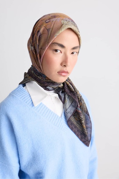 Modakaşmir Majestic Rose Pattern Bamboo Scarf