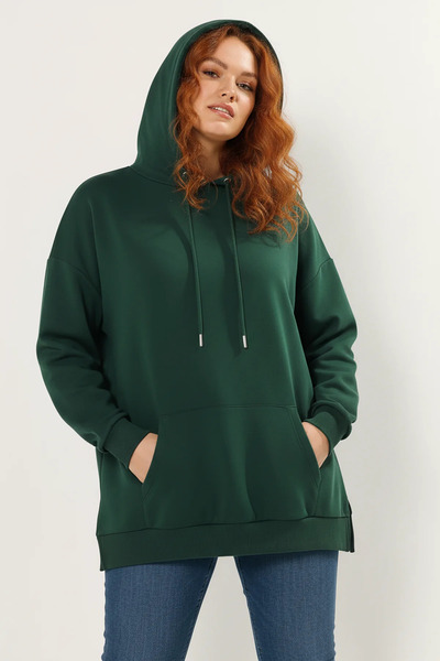 Shape Of You Büyük Beden Kanguru Cepli Kapüşonlu Sweatshirt