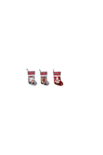 Generic Brand Set 3 ciorapi pentru caduri de Craciun, 40 x 24 cm, textil, mul...