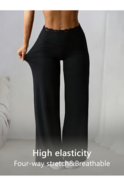 Machetta Women's Ruffled Waist Comfortable Wide-Leg Pants
