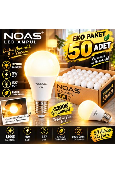 Noas 50 ADET 9W GÜNIŞIĞI LED Ampul E27 Duy 3200K Günışığı Eko Paket - Enerji ...