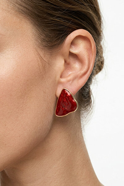 AURRARİ Gold Color Enamel Triangle Earrings