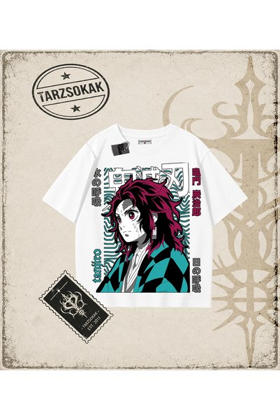 Tarzsokak Demon Slayer Anime Printed Oversize Unisex T-Shirt