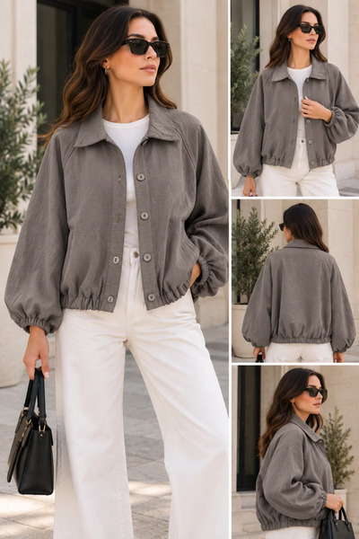 nazzain Buttoned Bomber Jacket