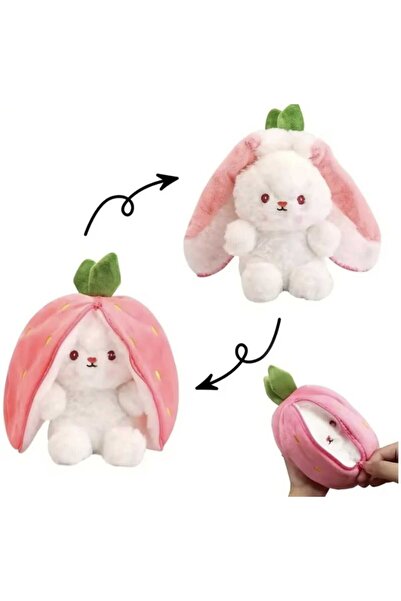 Hepsilazım Special Design Plush Strawberry Rabbit with Zipper Bag 55 cm Gift ...