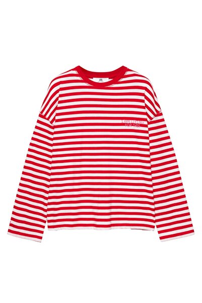 Pull & Bear Oversize çizgili yazılı Tişört