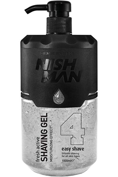 NISHMAN Shaving Gel 04 with Metering Pump for Men, 1000 ml - Fresh Active Eas...