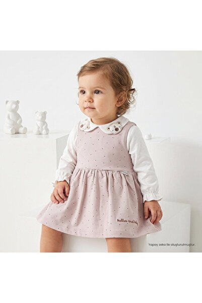 Bebetto Kız Bebek Jile-Sweatshirt Puantiye Baskılı Bebe Yaka Long Sleeve