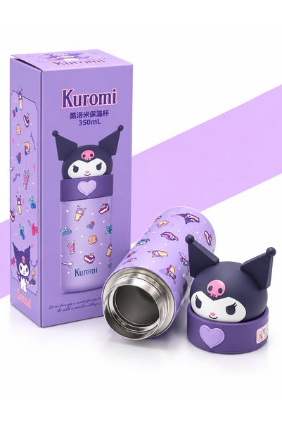 kuromi 350 ML Figürlü Çelik Termos – Paslanmaz Çelik, Özel Tasarım Kapaklı