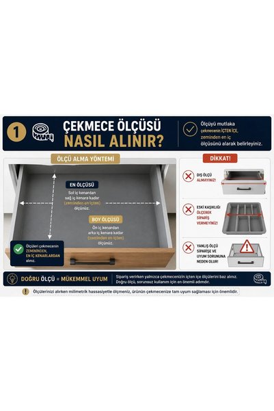 GörSeç 62*49 cm Elit Modern Gri Mutfak Düzenleyici (56*40) a kadar kesebilirsiniz. Çekmece İçi Organizer Dolap Içi Organizer Çekmece İçi Kaşıklık Kepçelik