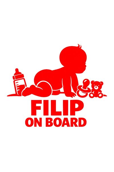 OEM Autocolant auto  "Filip la bord ", 10cm, Roșu