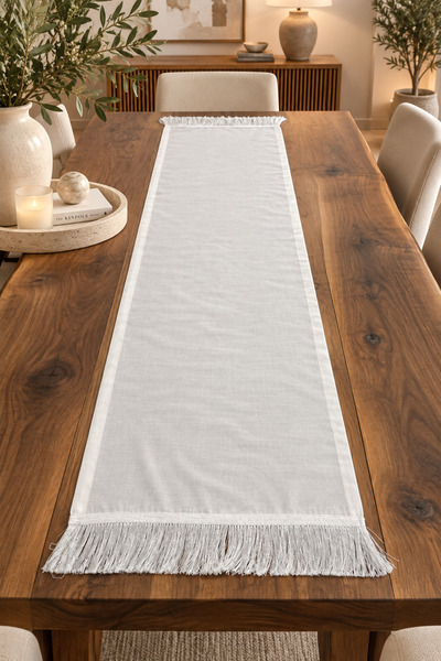 desicap Püskül Detaylı Premium Runner 40 × 145 cm – Modern ve Zarif Masa Deko...