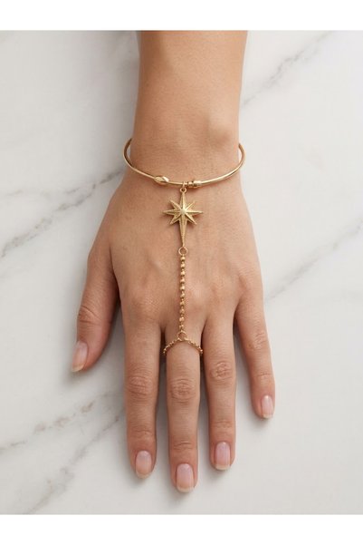Z V COLLECTİON Kadın Gold Renk Yıldız Figürlü Şahmeran Bileklik