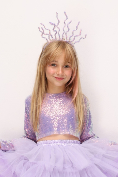 Le Mabelle Lilac Sequined Zigzag Figured Girl's Crown
