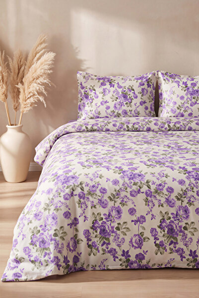 Rivaİstanbul Aybel Lilac Double Duvet Cover Set - 4 Pieces