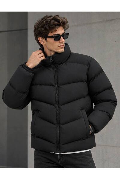 S&M CLOTHİNG New Season Waterproof Fiber-Filled Inflatable Men's Coat