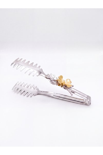 ARVALE Kelebek Detaylı Metal Servis Maşası – Makarna, Salata ve İkram Sunum M...