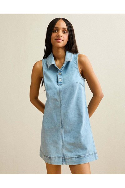 AMERICAN EAGLE AE Denim Polo Midi Dress