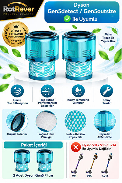Ozemtek Dyson Gen5detect Absolute / Gen5outsize uspravni usisivač, HEPA filte...