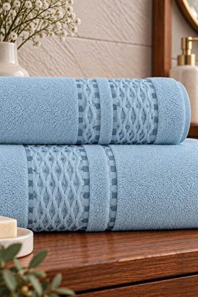 Mela Home Knitted 2-Piece Bath Towel Set - Hand and Face Towels - Dowry - Gif...