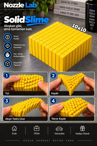 NozzleLab Nozzle Lab 3D Solid Slime Fidget Oyuncak – Akışkan Hareketli Stres ...