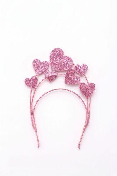 Le Mabelle Pink Glittery Little Heart Figured Girl's Crown