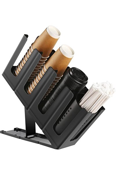 GENERAL Paper Cup and Lid Holder with Straw Organizer, Disposable Coffee Cup ...