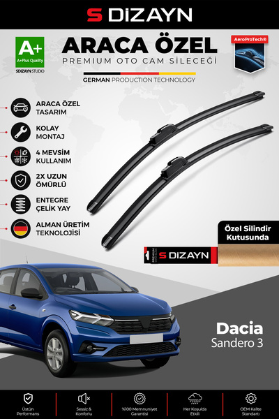 S Dizayn S-Dizayn Dacia Sandero 3 HB Ön Cam Silecek Seti 2020 Üzeri Premium A...