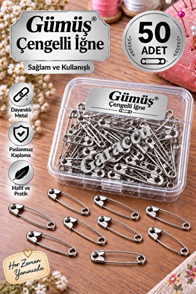 garaccu Gümüş Gri Çengelli Çatal İğne 2 cm 50 Adet