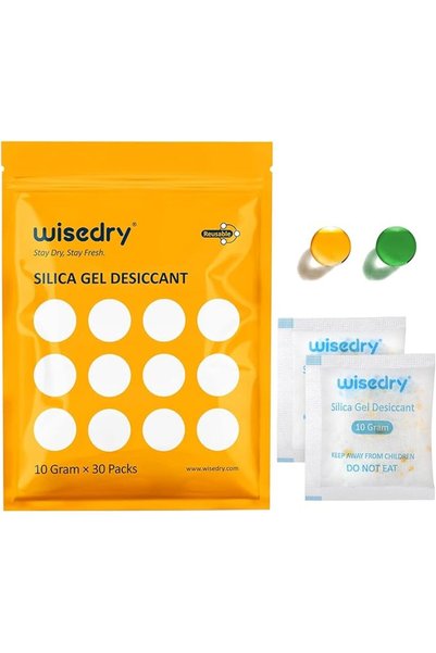 wisedry أكياس مجففة من جل السيليكا سعة 10 جرام [30 عبوة] قابلة لإعادة الاستخد...