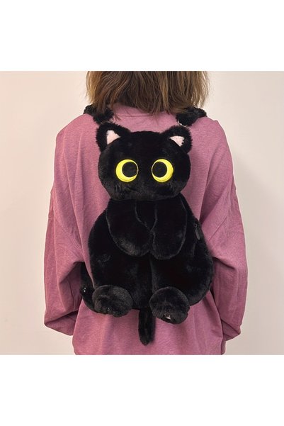 Choice black cat backpack Black Cat Backpacks Big Eyes Kitten Doll Plush Kawa...