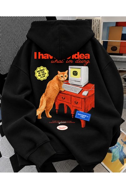 donamod Women'S/Unisex Colorful Printed Black Hooded Sweatshirt & Hoodie