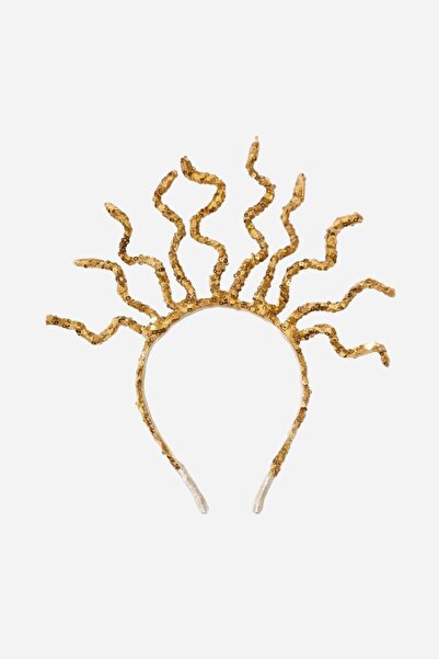 Le Mabelle Gold Sequined Zigzag Figured Girl's Crown