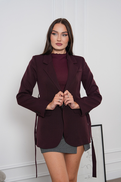 Pinpery Kadın Kuşaklı Tek Düğmeli Cep Detaylı Blazer Ceket