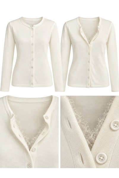 nazzain Lace Detailed Cardigan