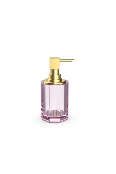 Decor Walther New Kristall Liquid Soap Dispenser, Countertop - Matte Gold/Pink