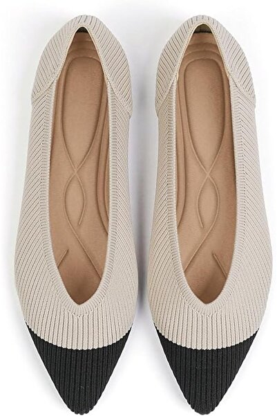 GENERAL TINGRISE Women's Flats Shoes Pointed Toe Knit Ballet Comfortable Dres...