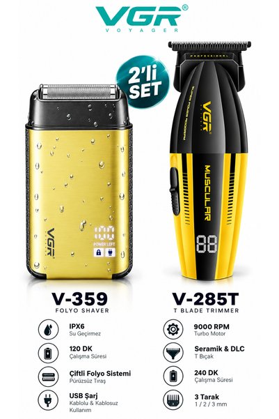 VGR Voyager Tıraş Makinesi V-285T & V-359 Tıraş Makinesi - 9000 RPM DLC Trimm...