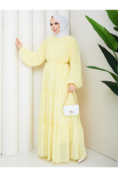 Sems Elbise sifon sarı renk