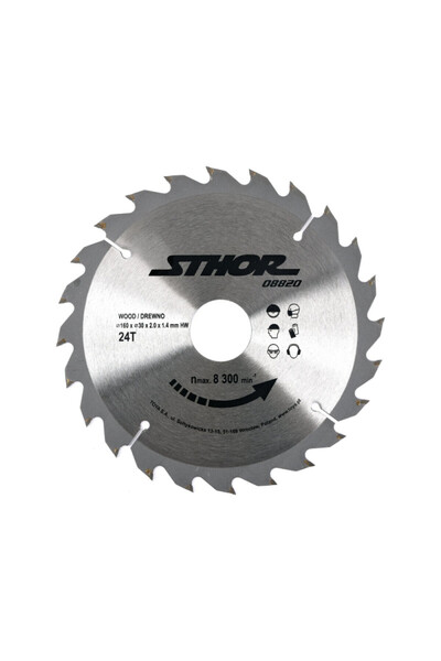 Sthor Pânză de ferăstrău circular pentru lemn 160 x 24 x 30 mm, 24T